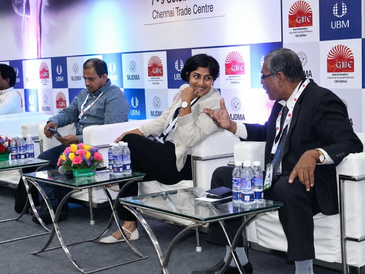 Sangeetha S Abishek on an industry panel at a Chennai trade exhibition in the early days of the agency.